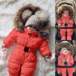 Manteau de ski Pantalons filles à capuche infantile Snowsuit Romper Veste bébé chaud costume de neige 6x Bunting costumes pour 230925