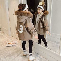 Down Coat Couleur unie à capuche Parkas pour 4 6 8 10 12 14 ans Filles Manteaux Mode Hiver Chaud Épaississement Vestes Enfants Longs Vêtements D'extérieur J230823