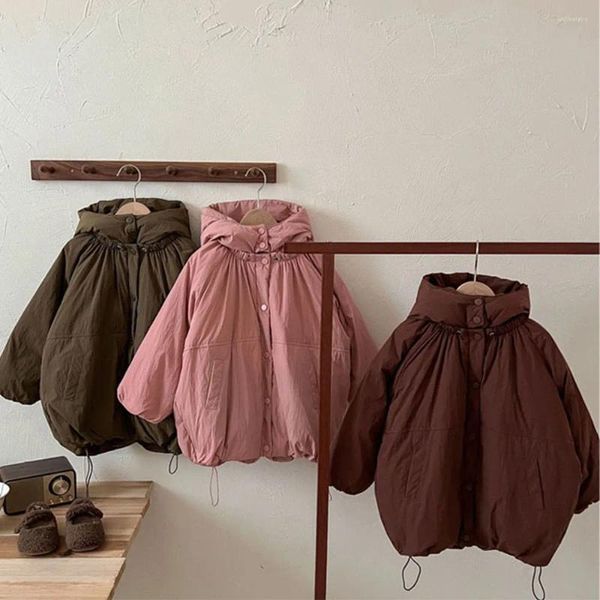 Manteau en duvet solide à la mode pour enfants filles et garçons, coupe-vent à capuche épais en canard blanc, vestes bouffantes de 3 à 8 ans, manteaux chauds d'hiver pour enfants de 3 à 8 ans