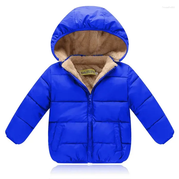 Manteau en duvet épais en laine pour garçons et filles, doublure chaude, chapeau détachable, gilet d'hiver pour bébés de 2, 4 et 6 ans