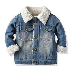 Top top et hiver bébé enfants garçons filles épaisses vestes en jean chaud manteaux de relevé de borde