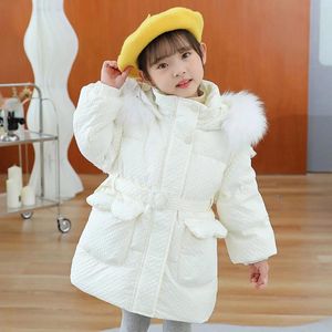 Manteau en duvet de canard blanc chaud pour petites filles, vêtements d'hiver, vêtements d'extérieur pour enfants, Parka pour enfants, combinaison de neige mignonne