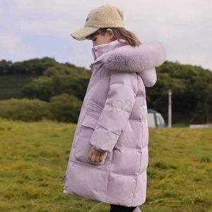 Manteau en duvet de canard blanc, doudoune pour filles, col en fourrure d'hiver, Parkas, combinaison de neige, manteau long à capuche, vêtements pour enfants de 5 à 14 ans, 2023 J231013