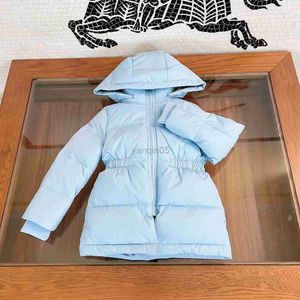 Doudoune hiver 2022 nouvelle doudoune mi-longue pour filles manteau chaud à capuche pour enfants bleu clair marque HKD230725