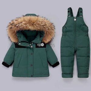 Manteau en duvet d'hiver -30 degrés Ensemble de vêtements pour enfants Manteau en duvet Combinaison Bébé Garçon Toddler Épais Salopette Chaude Combinaison De Neige Enfants Vestes pour Filles HKD230725