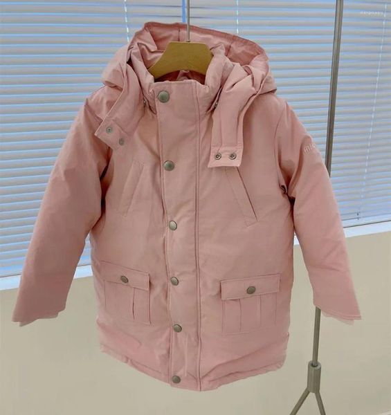 Manteau d'hiver en duvet pour petites filles, vêtements d'extérieur pour enfant, rose doux, veste de canard blanc de haute qualité