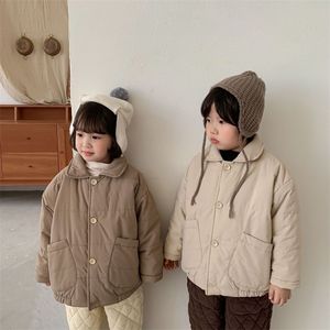 Manteau d'hiver en duvet pour bébés filles, manteaux en coton coréen, manteau rembourré en velours pour garçons et filles, couleur unie, vêtements d'extérieur chauds 221007