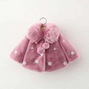 Donsjas Winter Baby Meisjes Jas Mode Grote Bontkraag Zachte Warme Dikke Peuter Nepbont Leuke Sjaal Kinderjas Voor geboren Kleding 231129