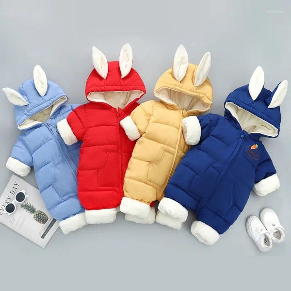 Manteau d'hiver en duvet pour bébé, barboteuse pour nourrissons et garçons, vestes à capuche en velours épais, combinaison pour enfants nés, vêtements pour garçons