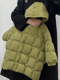 Manteau d'hiver en duvet pour garçons et filles, vêtements à capuche en coton pour enfants, Style décontracté, treillis carré, veste rembourrée pour adolescents, XMP474