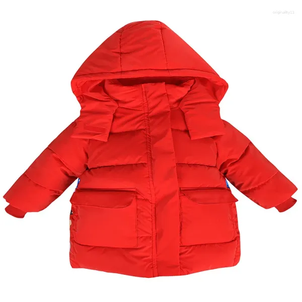 Manteau d'hiver en coton épais pour filles, combinaison de neige à capuche, imperméable, à la mode, veste rembourrée pour bébés filles