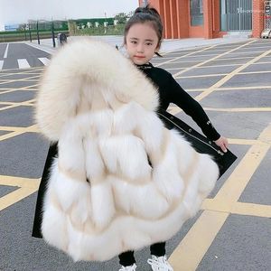 Manteau d'hiver en fausse fourrure pour enfants, vêtements à capuche pour garçons et filles, veste épaisse et chaude, Parka d'extérieur