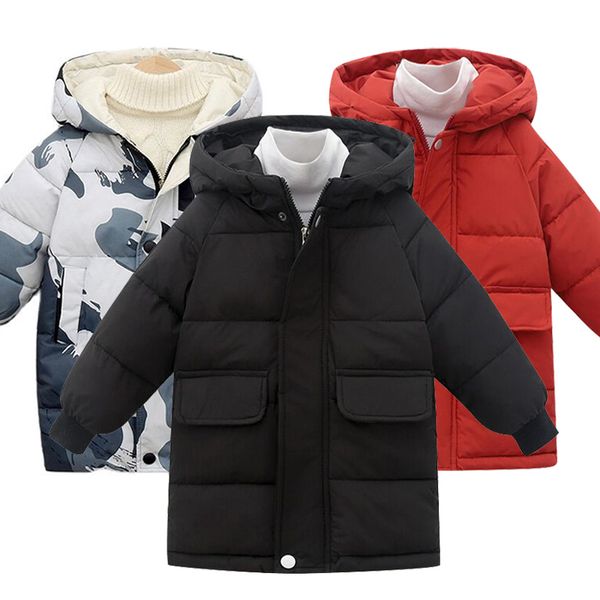 Manteau en duvet d'hiver veste matelassée en coton pour enfants épaissie veste matelassée en coton à capuche à manches longues pour garçons et filles 221118