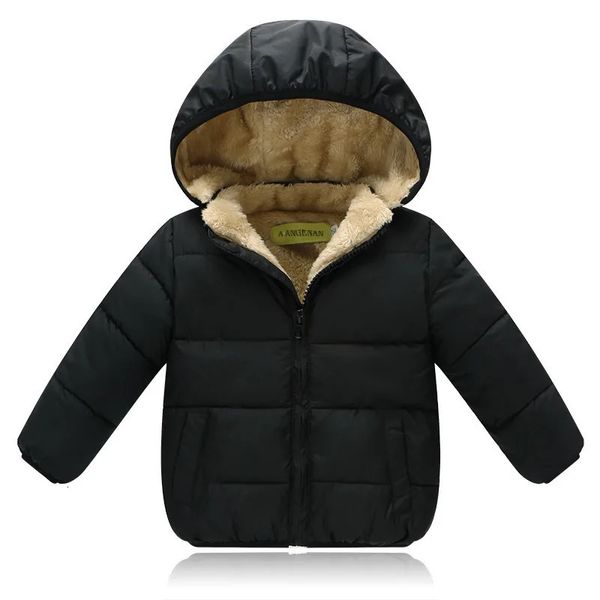 Manteau d'hiver en coton pour enfants, vêtements en coton, vente en gros, manteau à capuche pour bébé épilé et épaissi pour hommes et femmes, petits et moyens enfants 231207