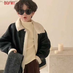 Manteau en duvet vêtements d'hiver pour adolescents garçons vêtements d'extérieur enfants coréens Coa décontracté col de fourrure veste en cuir épaississement fermeture éclair veste en cuir Q231205