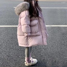 Пуховое пальто, зимняя хлопковая куртка для девочек, непромокаемая детская верхняя одежда с капюшоном, одежда, детская парка, зимний комбинезон