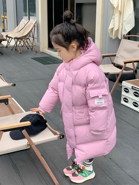 Manteau d'hiver en duvet de coton pour filles, Streetwear long et chaud pour enfants, Parkas épais, à capuche, ample, rose, manteaux rembourrés, XMP547 231108