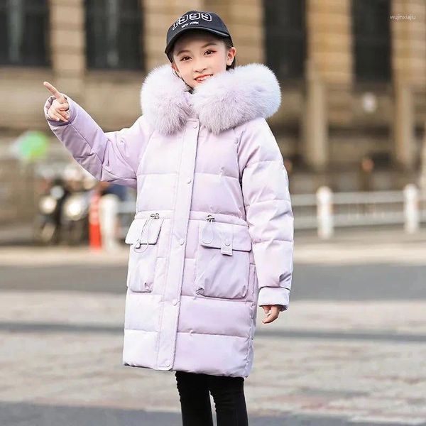 Manteau d'hiver en duvet de canard pour filles, Parka épaisse à capuche avec plumes, vêtements pour enfants, manteaux d'extérieur, à la mode, 2024
