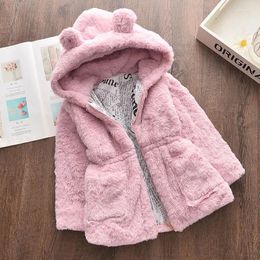 Down Coat Winter Girls Faux Fur 2024 Fleece Warm optocht feestjack Snowsuit 2-7 jaar Baby Hooded Outerwear Kinderkleding