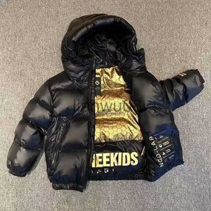 Abrigo de plumón Chaqueta de invierno para niños Niñas Chaqueta de plumón de longitud media Abrigo con capucha con cremallera engrosada negra Chaqueta con capucha para niños grandes x0825