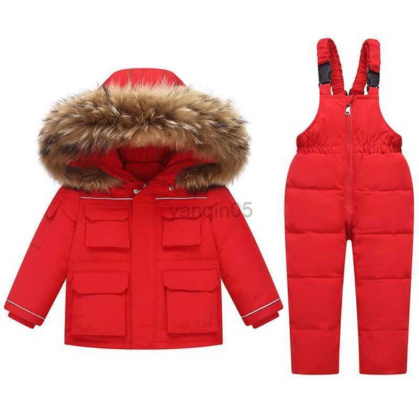 Manteau en duvet Veste d'hiver pour filles Combinaison 2023 Nouveau Garçon Bébé Salopette Enfants Down Parkas Manteau Enfant Snowsuit Toddler Set Vêtements pour enfants HKD230725