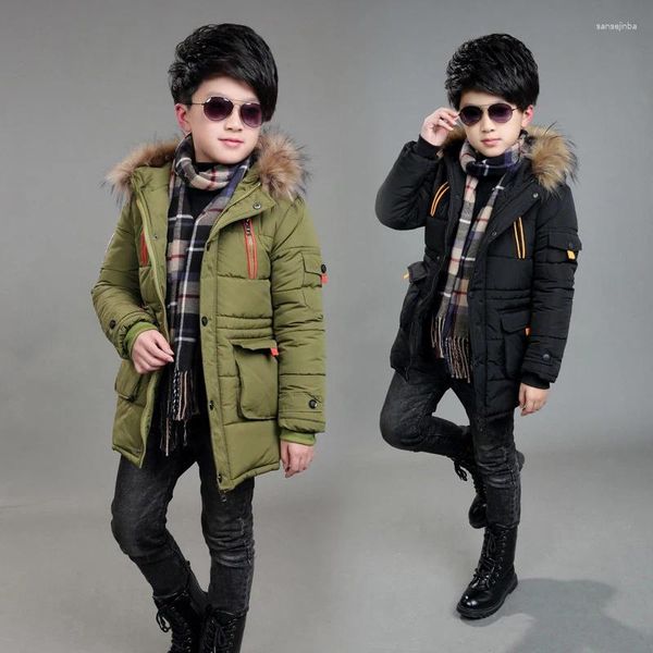 Le manteau down winter kids 'boys' mode étanche imperméable en fausse fourrure garniture à capuche parkas adolescents orde.