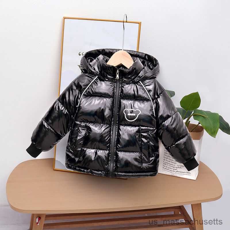 Down Coat Winter new children's large wool collar down jacket boys and girls' medium and cotton jacket thickened warm coat R230905