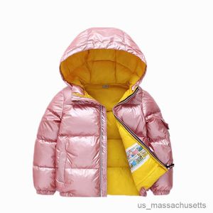 Down Coat Hiver Nouveaux Manteaux Veste Garçons Zipper Sport Manteau Automne Filles Doudounes Tissu Brillant Enfants Vêtements 3-10 Ans R230905