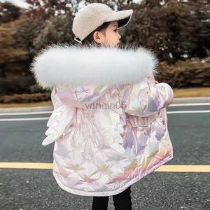 Manteau en duvet d'hiver Nouvelles filles Manteaux Mode Brillant Aile Survêtement Adolescents Épaissir Chaud Vers Le Bas Vestes Enfants Vêtements Pour 3-10 Ans Filles Long Parkas HKD230725