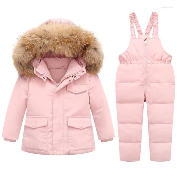 Abrigo de plumas, monos de invierno para niñas y niños, trajes gruesos para la nieve, Parka, chaqueta para niños, prendas de vestir exteriores con capucha, monos cálidos para bebés