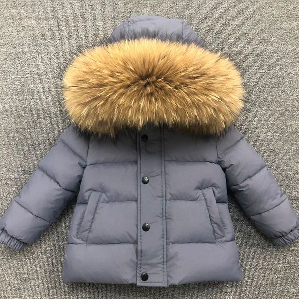 Down Coat Winter Super chaud filles garçons veste épaisse de haute qualité vers le bas manteau de plumes pour garçon enfants grande vraie fourrure à capuche vêtements de sortie d'hiver froids 231123