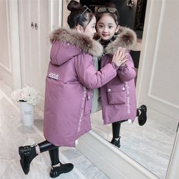 Manteau d'hiver vestes chaudes pour filles mode fourrure à capuche enfants filles vêtements d'extérieur imperméables enfants coton doublé Parkas 220919