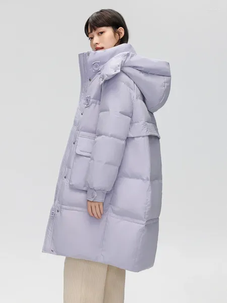 Xue Zhongfei – manteau en duvet mi-long pour femme, veste chaude, manches Raglan, violet doux, pour les déplacements, automne et hiver 2024