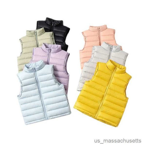 Manteau en duvet pour jeunes enfants, vêtements d'hiver en duvet de canard pour garçons et filles, couleur unie, gilet chaud, veste légère pour enfants en bas âge, R230905