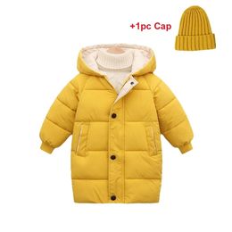 Manteau en duvet Jeunes enfants Vestes d'hiver Mode Garçons Filles CottonPadded Parkas à capuche Enfants Manteaux longs Manteaux adolescents 220915