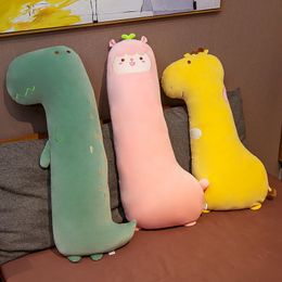 Donzen katoenen strip Slaapkussen Knuffel Dinosaur Alpaca Giraffe Doll Clip Leg Cushion