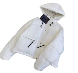 chaqueta de plumón chaqueta acolchada de las mujeres chaleco acolchado mujer puff con capucha parka de diseñador de las mujeres abrigo con cremallera invierno cálido prendas de vestir marca de moda de las señoras abrigo corto tops blanco