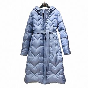 Doudoune femme à capuche veste d'hiver pour femmes Lg épais bandage taille haute Parkas manteau coréen Famale vestes et manteaux WPY995 u3eG #
