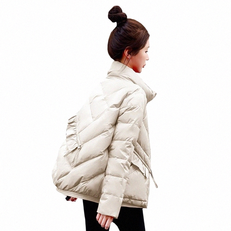 다운 재킷 여자 fi 느슨한 따뜻한 코트 2023 겨울 새로운 캐주얼 스탠드 칼라 lg 슬리브 재킷 x8kt#
