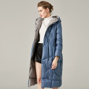 Doudoune femme mi longue haut de gamme tendance automne/hiver à capuche haut de gamme épaissie multicolore design veste