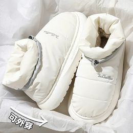 Down Outdoor waterproof Indoor Slippers Winter Cotton Women Thick Snow Ankle Boots Non-slip Soft Plush Couple Warm Mens Bread Shoes 231128 660