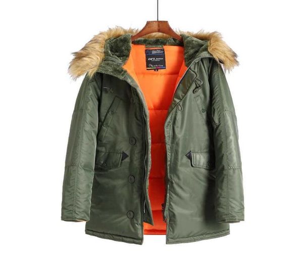 Parkas N3B hiver ALASKA manteau hommes capuche en fourrure coupe ajustée épaisse Parka rembourré veste militaire pour temps froid Y22099614419