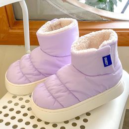 Bottes de neige en duvet pour filles, imperméables, couleur café, violet, gris, montantes, vêtements d'extérieur, semelle épaisse chaude et froide, antidérapantes, chaussures en coton pour hommes, tailles 36 à 41, hiver