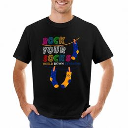 Syndrome de Down Aen - Rock Your Socks T-Shirt noir T-Shirt poids lourd T-Shirt à manches courtes hommes W1cd #