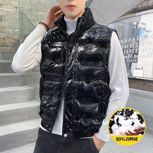 Omlaag vesten dikker fel vest mannen winter warm casual 90 witte eend naar beneden in de vest mannelijk Gielt Casual Black Sliver Man 231020