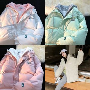 Down Women's Parkas japonais mignon faux twopiece cagoule en coton lâche 2023 hiver épaissis des femmes 221205