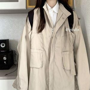 Down Women's Parkas Safari Men Dames Koreaanse losse Haruku Solid Preppy Style Japan Baseball Uniform Jacket Vintage Zipper Pocket Coats 221121