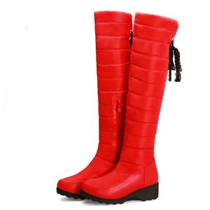 Down Women Zipper Knie Size Plus Wedges High Boots Autumn Winter Warm Long Snow Fashion Riding 879