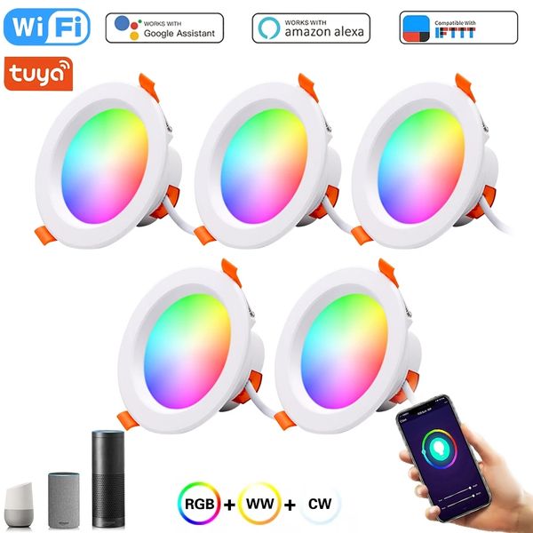 Downlight led RGB WiFi TUYA Smart Life oscurecimiento Spot Bluetooth lámpara 5W 7W 10W 15W luz cálida colorida funciona con Alexa Google Home