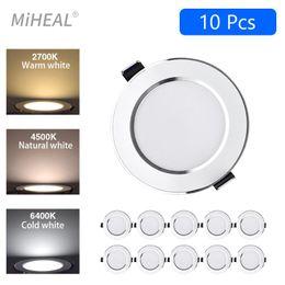 Downlights 10pcs Led Downlight 220v Luz de techo 5W 9W 12W 15W Empotrado Panel redondo Foco Iluminación interior